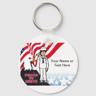 US Navy - Male Cartoon by PrintedPerfection.com Key Ring