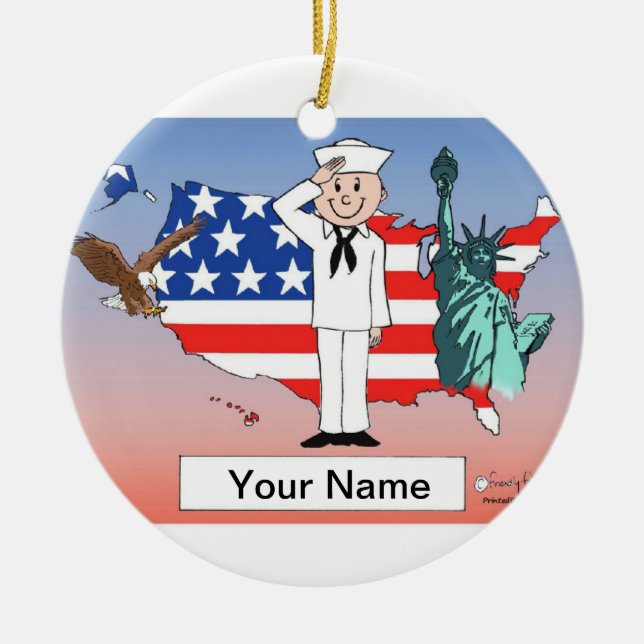 US Navy - Male Ceramic Tree Decoration (Front)