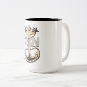 US Navy Master Chief Petty Officer (MCPO) Anchor Two-Tone Coffee Mug