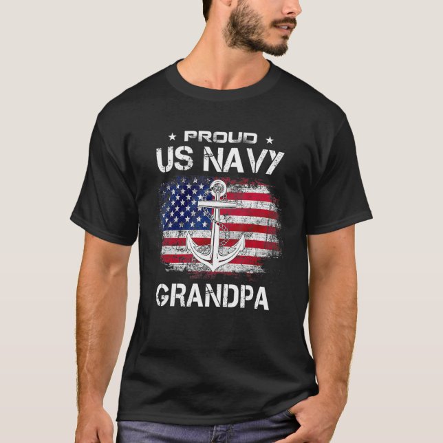 Us Navy Proud Grandpa  Proud Us Navy Grandpa Veter T-Shirt (Front)