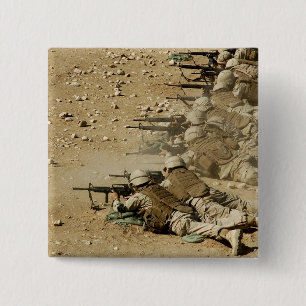 US Navy Seabees fire M-4 and M-16A2 rifles 15 Cm Square Badge