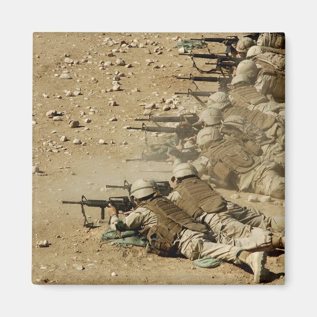 US Navy Seabees fire M-4 and M-16A2 rifles Magnet (Front)