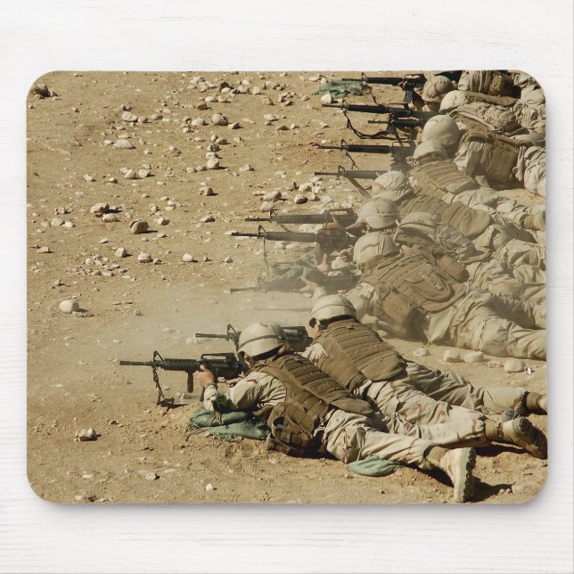 US Navy Seabees fire M-4 and M-16A2 rifles Mouse Mat (Front)
