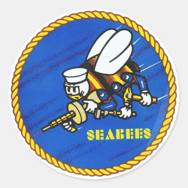 US Navy Seabees Logo Classic Round Sticker (Front)
