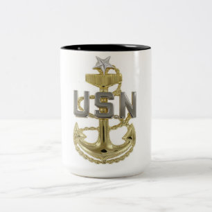 US Navy Senior Chief Petty Officer (SCPO) Anchor Two-Tone Coffee Mug