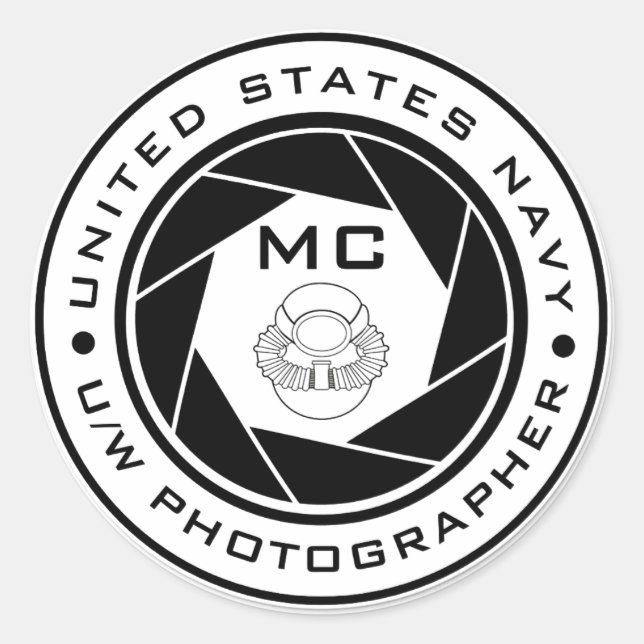 US Navy Underwater Photographer MC SCUBA Sticker (Front)