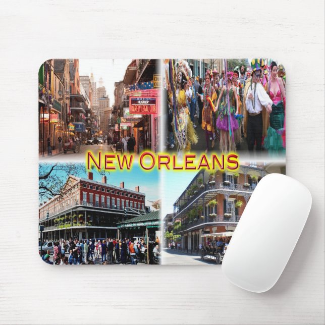 US New Orleans - Bourbon Street - Mardi Gras - Mouse Mat (With Mouse)