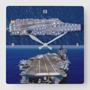US NUCLEAR AIRCRAFT CARRIER SQUARE WALL CLOCK