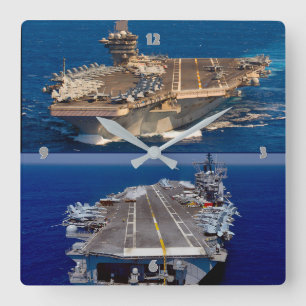 US NUCLEAR AIRCRAFT CARRIER SQUARE WALL CLOCK