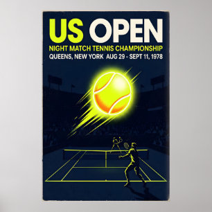 US Open Tennis Poster Vintage978 Night Match, Blue