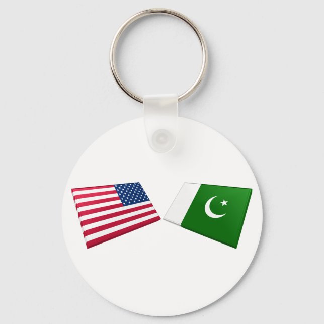 US & Pakistan Flags Key Ring (Front)