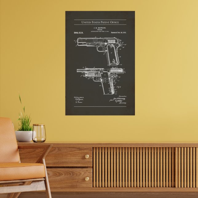 US Patent - Browning M1911 Poster (Living Room 2)