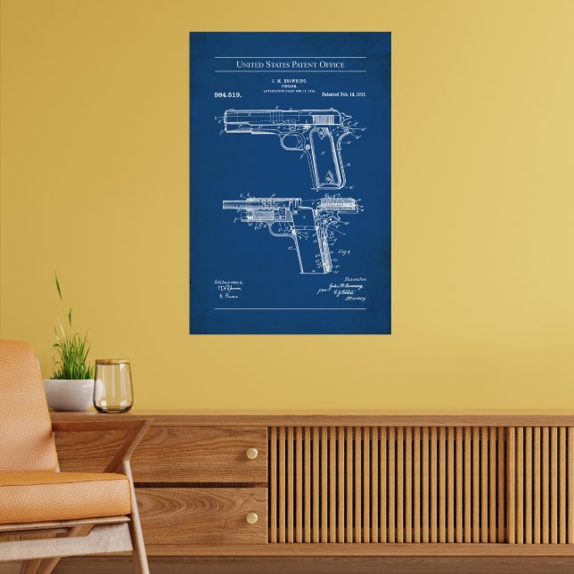 US Patent - Browning M1911 Poster (Living Room 2)