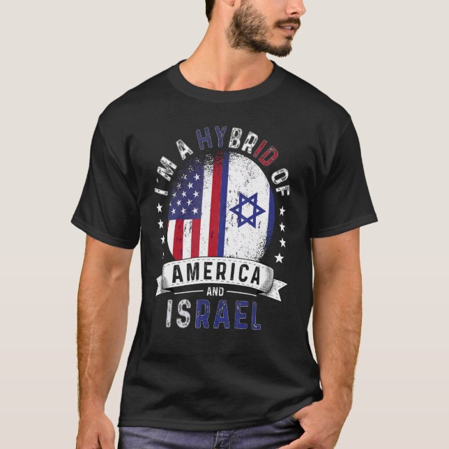 US Patriot Israel Flag American Israeli Grown T-Shirt (Front)