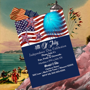 US Patriotic 4th July Firecracker Party  Invitation