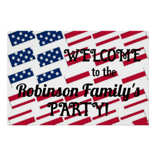 US Patriotic American Flag Tiles Calligraphy Text  Poster