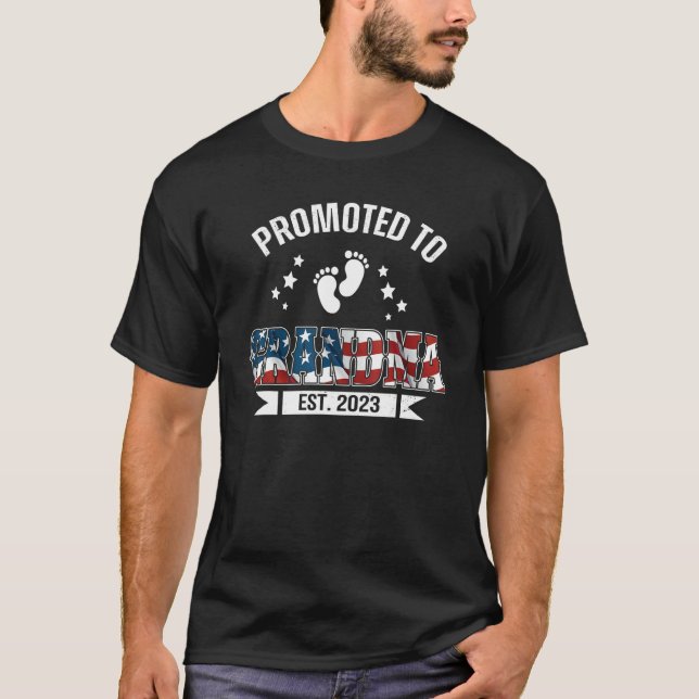 US Patriotic Grandma 2023 Shirt, Promoted To Grand T-Shirt (Front)