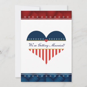 US Patriotic Heart Military Wedding Invitation