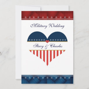 US Patriotic Heart Personalised Wedding Invitation