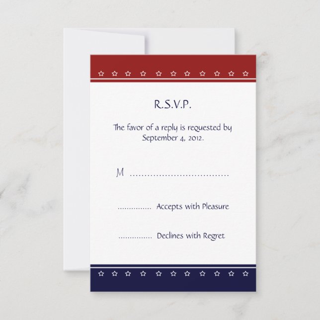 US Patriotic Military Invitation RSVP reply Card (Front)