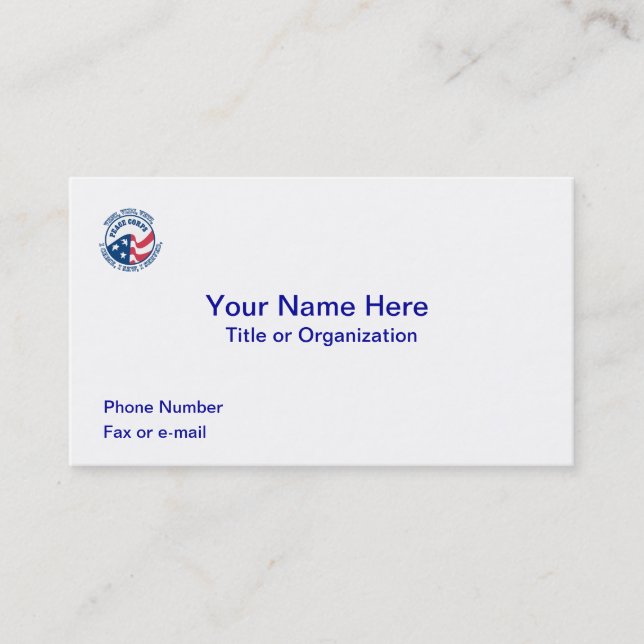 US Peace Corps VVV Business Card (Front)