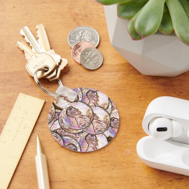 US Pennies Copper Coins Key Ring (Desk)