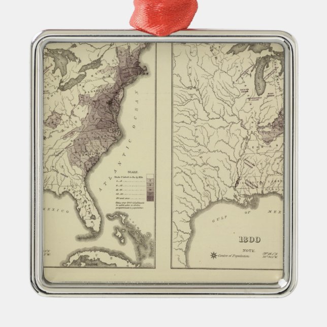 US Population 1790-1820 Metal Tree Decoration (Front)