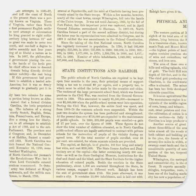 US Population by Altitude, 1880-1890 Square Sticker (Front)