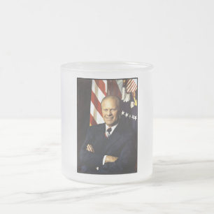 US President Gerald Rudolph Ford "Jerry" Portrait Frosted Glass Coffee Mug