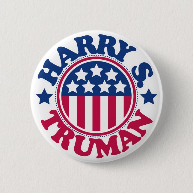 US President Harry S Truman 6 Cm Round Badge (Front)