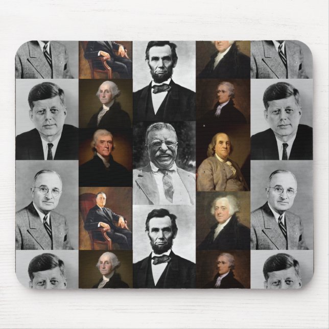 US Presidents Plus Hamilton and Franklin History Mouse Mat (Front)