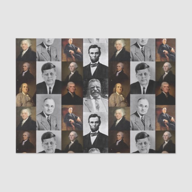 US Presidents Plus Hamilton and Franklin History Tissue Paper (Front)