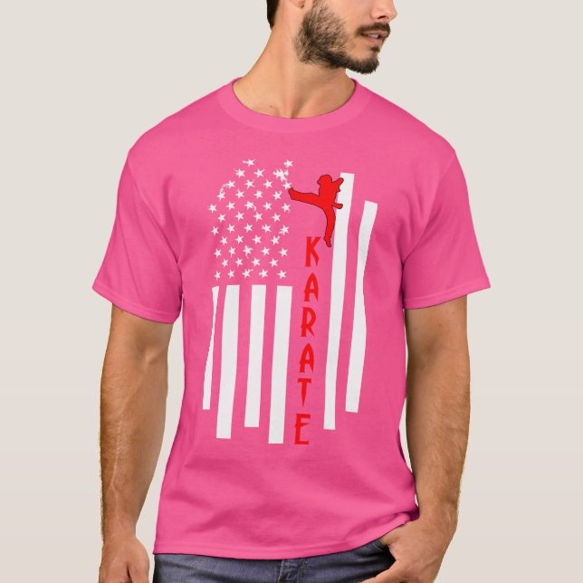 Us Pride Karate Black Belt 4Th Of July Gift Karate T-Shirt (Front)