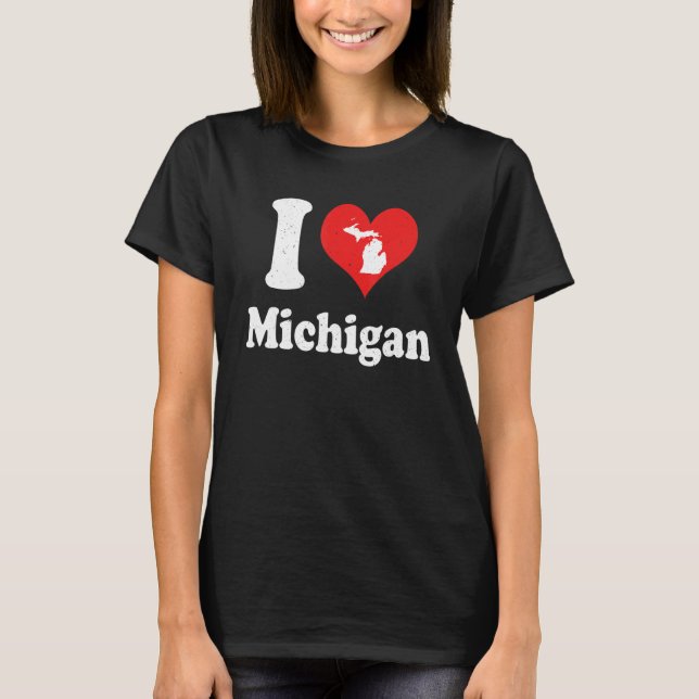 US Proud Citizen America Love State I Heart Michig T-Shirt (Front)