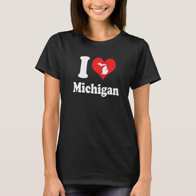US Proud Citizen America Love State I Heart Michig T-Shirt (Front)