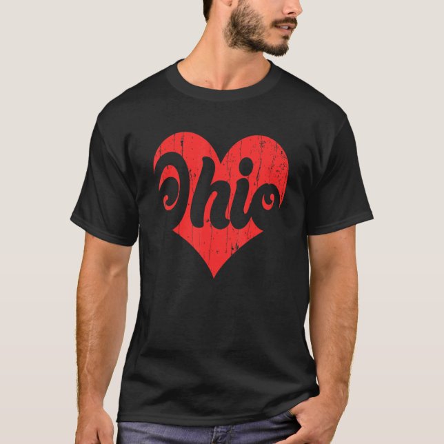 Us Proud Citizen America State Flag Heart Love Ohi T-Shirt (Front)