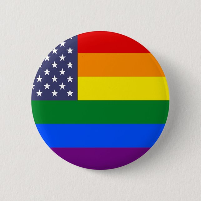 US Rainbow Pride Flag 6 Cm Round Badge (Front)