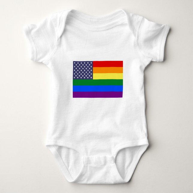 US Rainbow Pride Flag Baby Bodysuit (Front)
