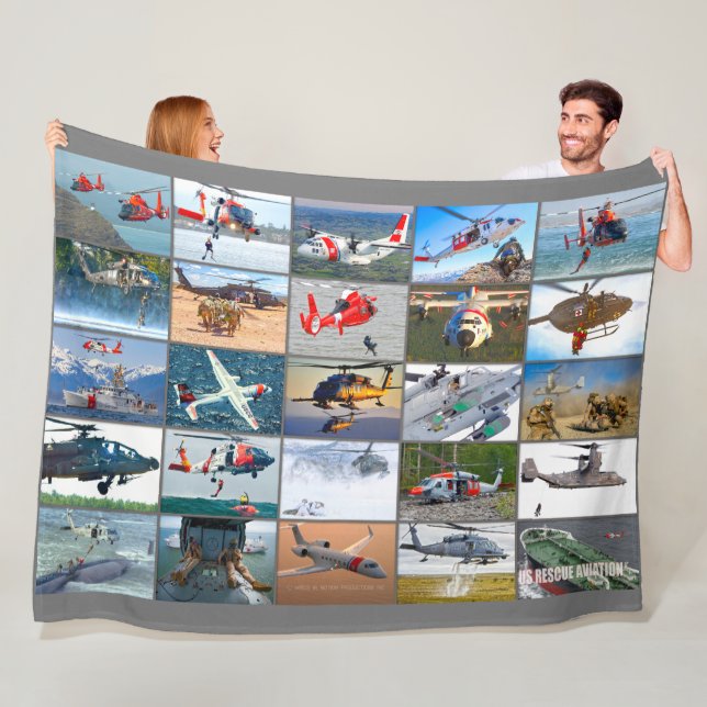 US RESCUE AVIATION “MONTAGE” FLEECE BLANKET (In Situ)