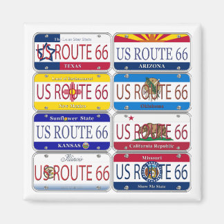 US ROUTE 66 All 8 States Vanity Plates Magnet