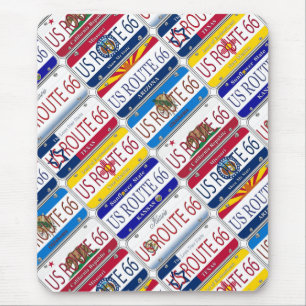 US ROUTE 66 All 8 States Vanity Plates Mouse Mat