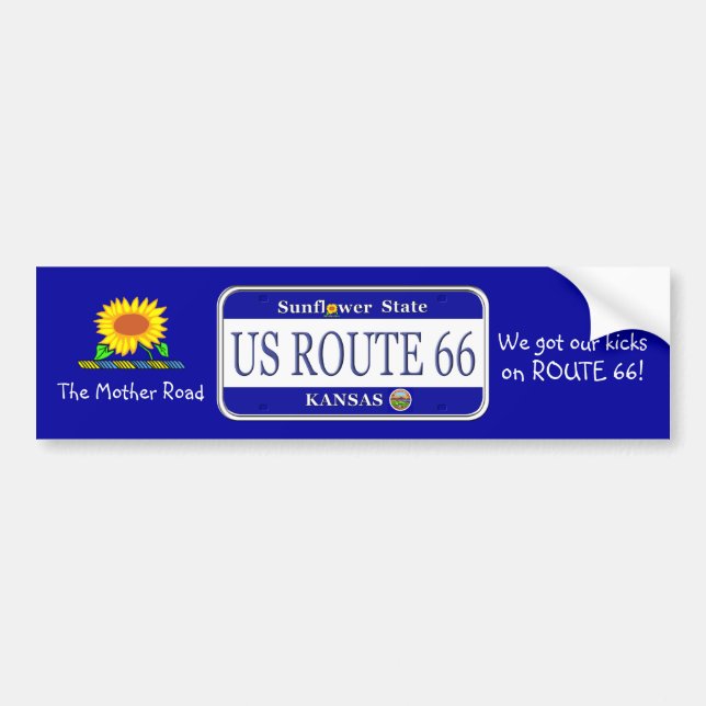 US ROUTE 66 KANSAS Vanity Plate Bumper Sticker (Front)