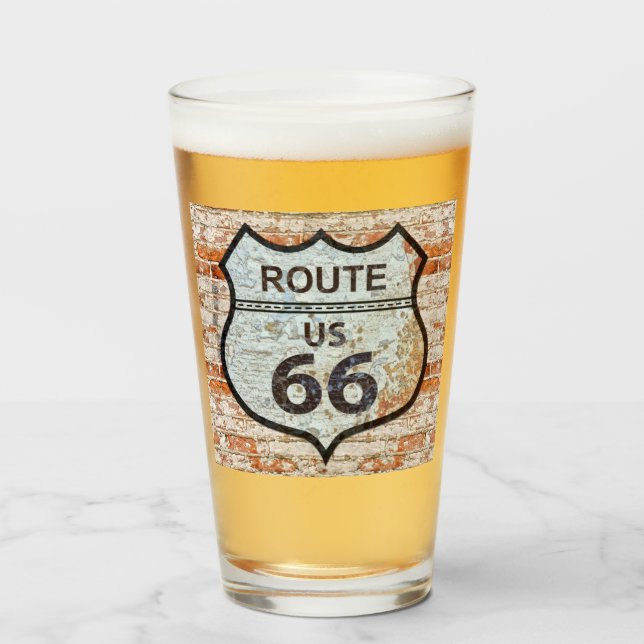 US Route 66 Pint Drinking Glass (Front Filled)