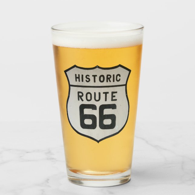 US Route 66  Pint Drinking Glass (Front Filled)