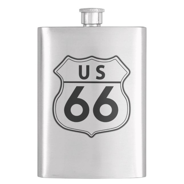 US Route 66 Steel Liquor Classic Flask (Front)