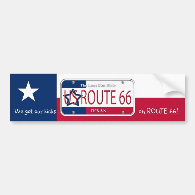 US ROUTE 66 TEXAS BUMPER STICKER (Front)