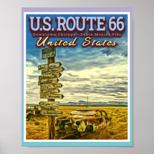 US ROUTE 66 - THE MOST FAMOUS ROADS IN THE USA POSTER