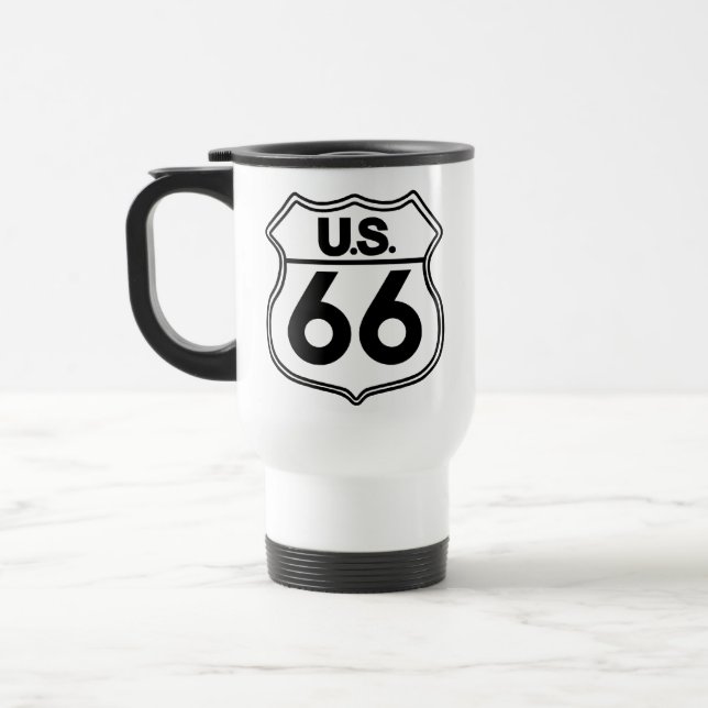 US Route 66 White Travel Mug (Left)