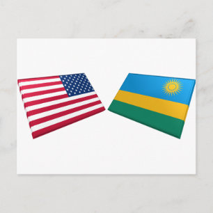 US & Rwanda Flags Postcard