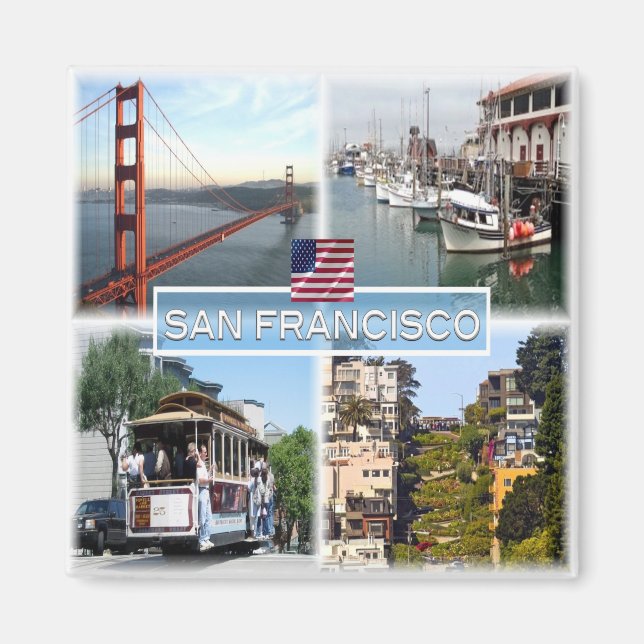 US San Francisco - Golden Gate Bridge - Cable Car. Magnet (Front)